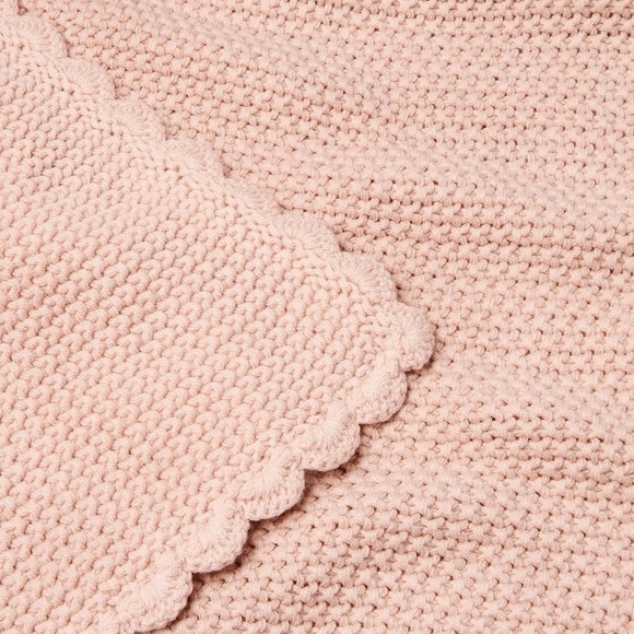 Scalloped Trim Knit Baby Blanket Blush Pink - Hearth & Hand™ with Magnolia - Picture 3 of 3
